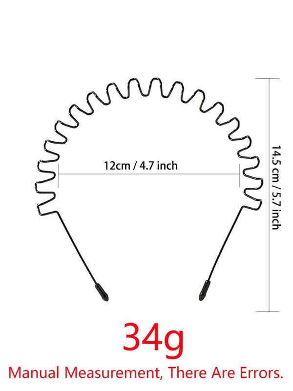 2pcs Simple Wave Design Iron Hair Hoop, Casual Outdoor Sports Headband for Men & Women, Minimalist Hairwear for Daily Used