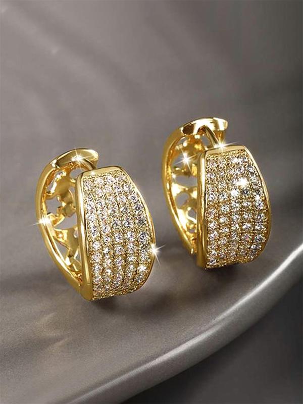 Elegant Rhinestone Decorated Hoop Earrings, Fashionable Jewelry for Women for Party, Daily Clothing Decor, Trendy All-match & Exquisite Jewelry for Birthday Gift