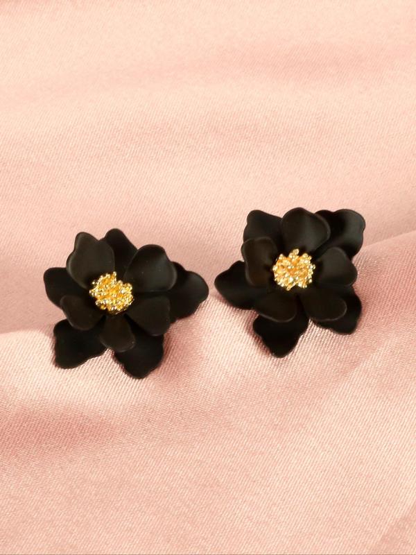 1 Pair Fashion Flower Design Stud Earrings, Casual All-match Jewelry for Girls Gift, Female Classic Fashion Accessories for Daily Wear