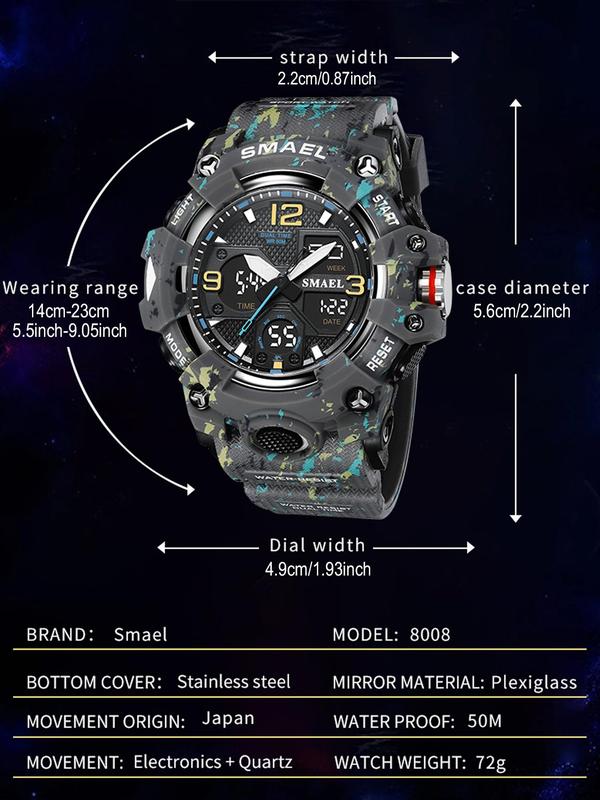 Men's Digital Watch with Date Display, Watches for Men, 2024 New Style Sports Quartz Analog-digital Waterproof Wristwatch with Box As Anniversary Gift, 2024 Fall Outfits