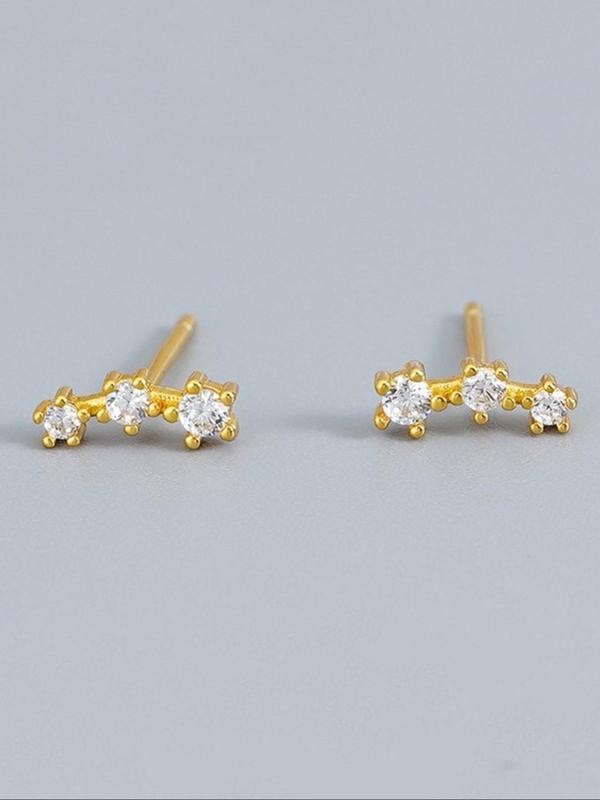 Women's Elegant Rhinestone Decorated Stud & Hoop Earrings, Trendy Exquisite Earrings, Chic Gorgeous Jewelry As Gift for Girlfriend