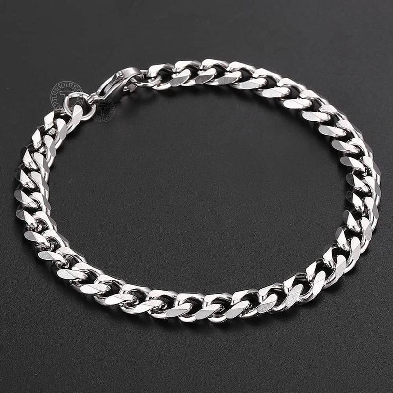 3 5 7 9 11MM Stainless Steel Curb Cuban Chain Bracelet Silver Color 7-11 inches for Men Women Summer Daily Jewelry boyfriend gifts