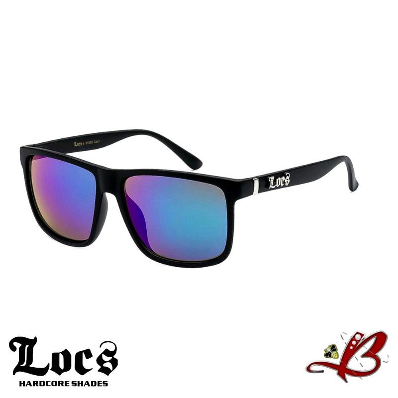 Locs  Vintage Hardcore Street Shades Classic Gangster Oversized Rectangular Horn Full Rim Sunglasses Black With Silver Accent