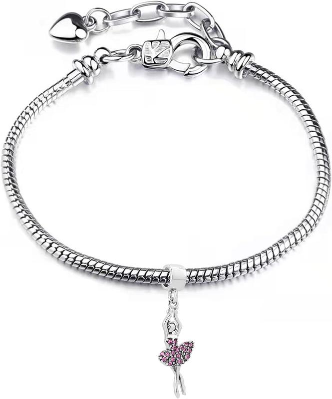 Pink Dancing and Shoes Ballet Dancer Charm Compatible With Pandora Charms Bracelets