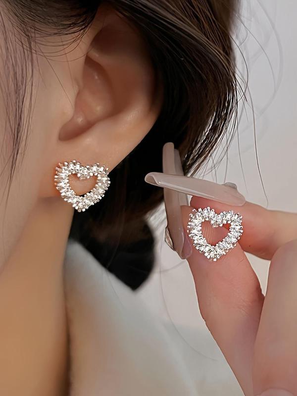 Fashion Heart Shaped Stud Earrings, 2024 New Style Elegant Jewelry for Party, Daily Clothing Decor for Girl, Trendy All-match & Exquisite Jewelry for Birthday Gift