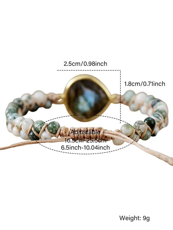 Boho Style Natural Stone Braided Bracelet, Adjustable Braided Bracelet for Women & Men, Fashion Accessories for Daily Wear