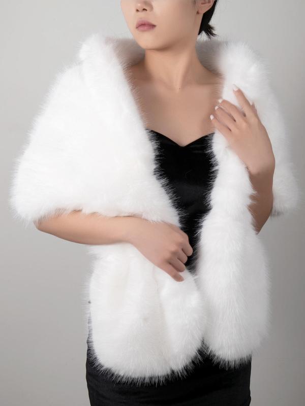 Women's Elegant Fashion Solid Fluffy Shawl,  Faux Fur Gorgeous Chic Shawl for Party, Fashion Clothes Accessories As Gift for Women