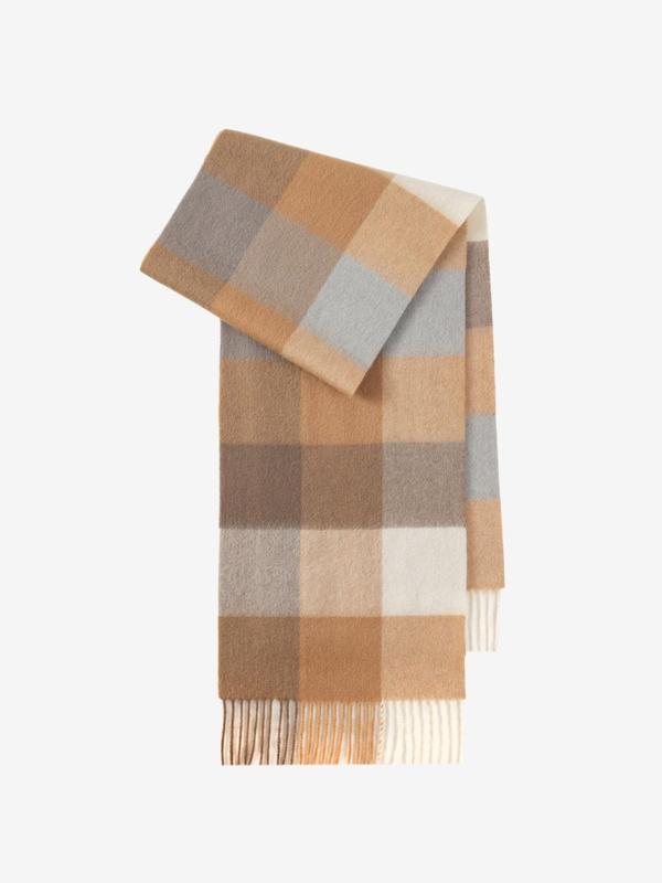 Plaid Pattern Tassel Decor Scarf, Casual Soft Warm Thick Shawl for Women & Men, Fashion Accessories for Fall & Winter