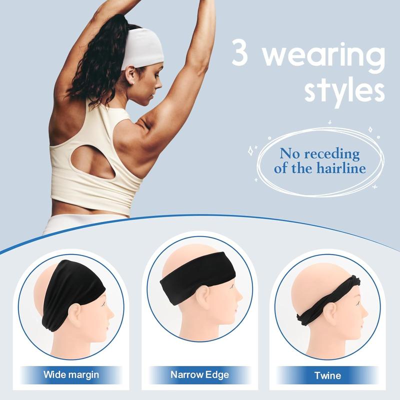 Extra Wide Headbands Set for Women - Thick Stretchy Cloth Bands for Hair, Non-Slip Athletic and Workout Yoga Headbands