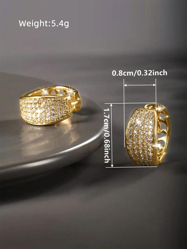 Elegant Rhinestone Decorated Hoop Earrings, Fashionable Jewelry for Women for Party, Daily Clothing Decor, Trendy All-match & Exquisite Jewelry for Birthday Gift