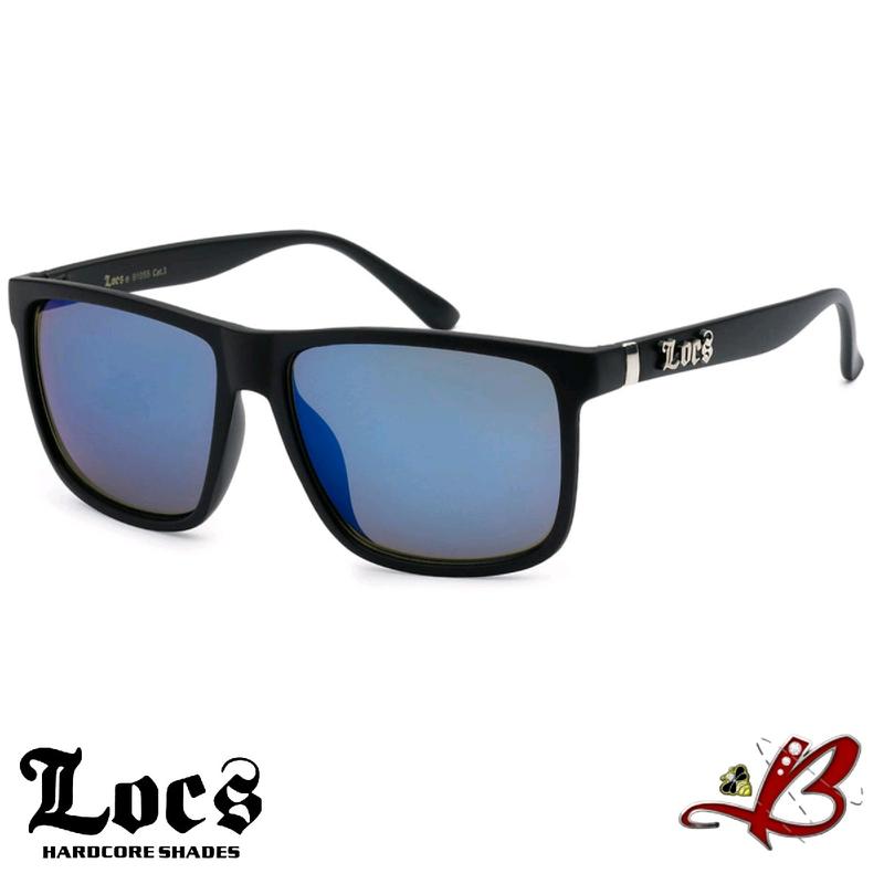 Locs  Vintage Hardcore Street Shades Classic Gangster Oversized Rectangular Horn Full Rim Sunglasses Black With Silver Accent