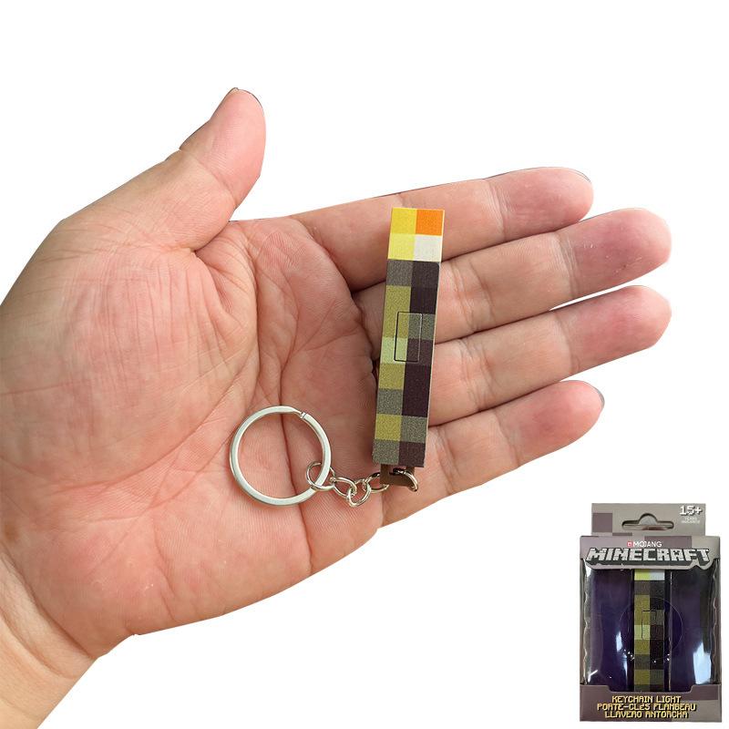 Minecraft Torch Light LED Keychain USB Rechargeable with Charging Cable