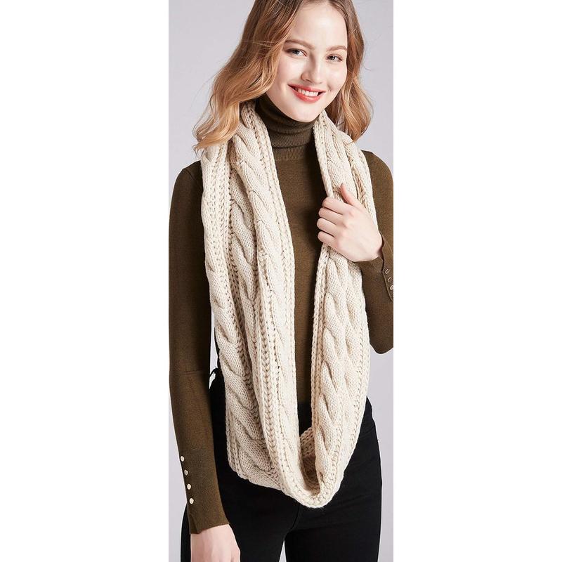 Womens Thick Ribbed Knit Winter Infinity Circle Loop Scarf