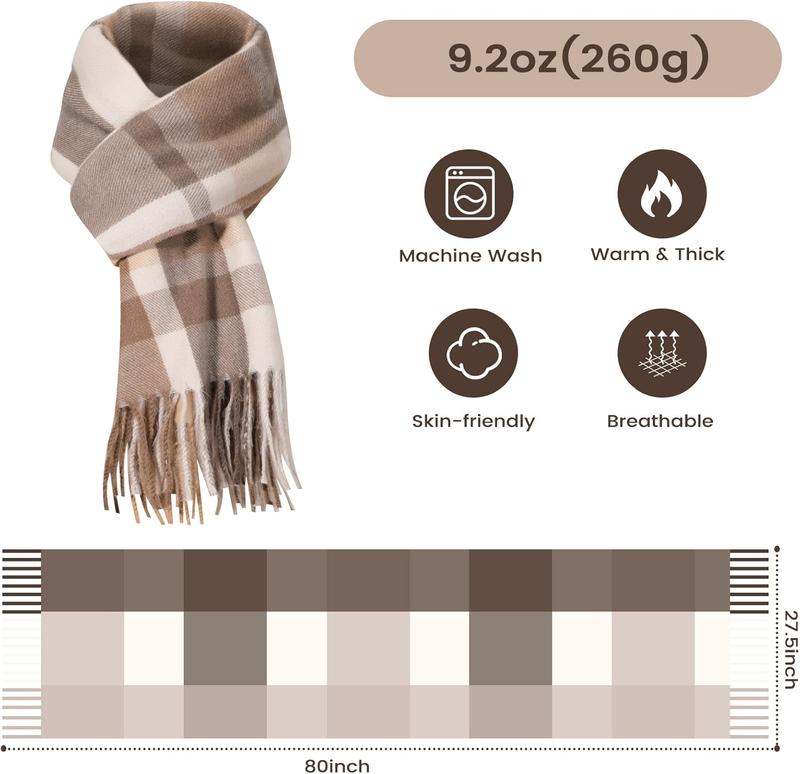 Scarf for Women - Winter Scarf for Women Fashion Cashmere Feel Plaid Scarfs for Women