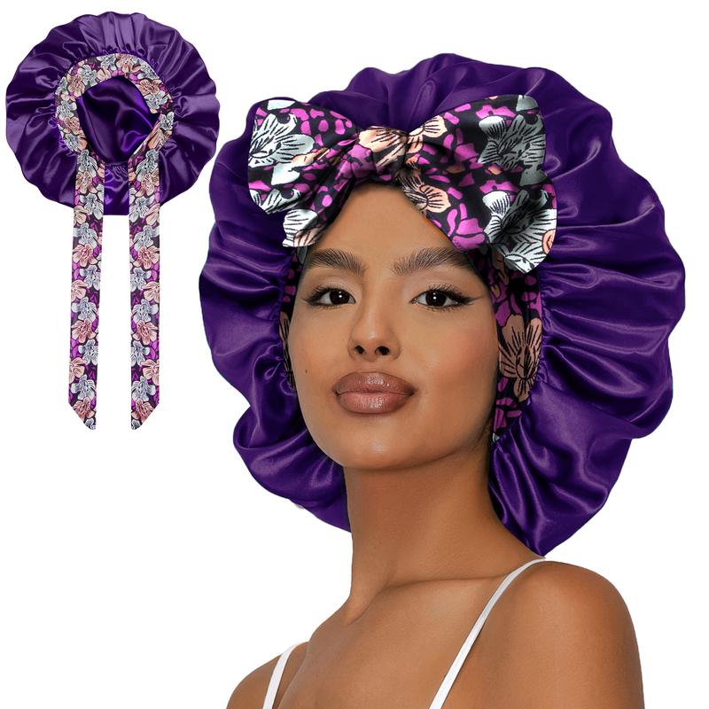 SeSe Code Satin Bonnet for Sleeping Silk  Bonnet Double Layer Hair Bonnet with Elastic Tie Band for Curly Hair Night Bonnet