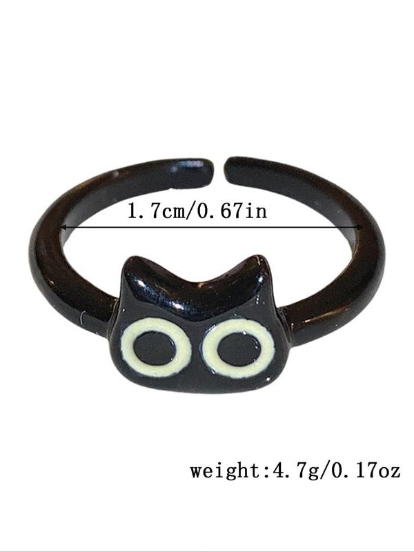 Minimalist Cute Cat Design Cuff Ring for Women, 2024 Trendy Animal Theme Alloy Ring, Personalized Fashion Matching Dainty Jewelry Accessories