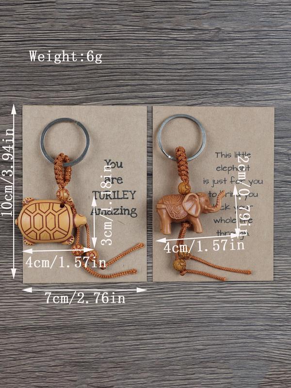 Cute Elephant Turtle Design Keychain, Vintage Braided Keychain for Car Keys, Fashion Accessories for Women & Men