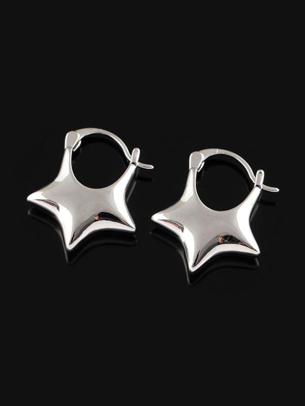 Star Design Hoop Earrings, 1 Pair Y2k Jewelry for Women for Party, Daily Clothing Decor, Trendy All-match & Exquisite Jewelry for Birthday Gift