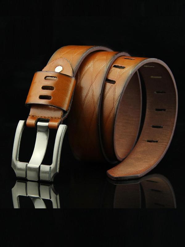 Men's Business Casual Pu Leather Belt, Square Pin Buckle Waist Strap Belt, 2024 New Style Wide Jeans Belts, Ideal Choice for Father's Day Gift for Matching Outfit