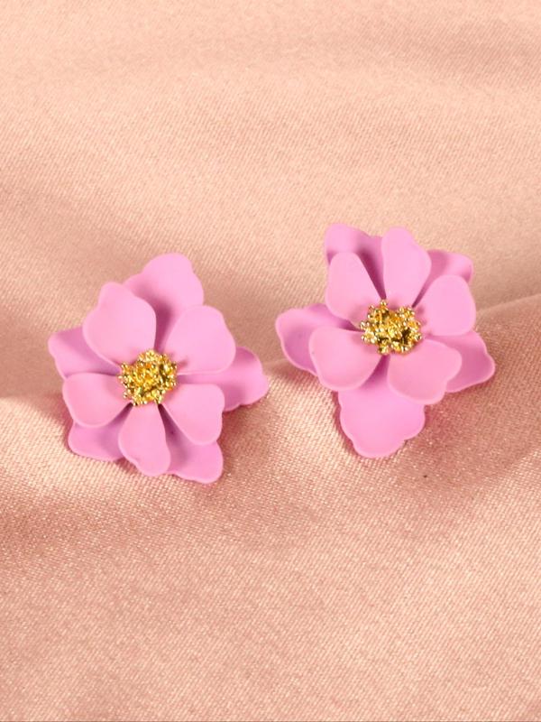 1 Pair Fashion Flower Design Stud Earrings, Casual All-match Jewelry for Girls Gift, Female Classic Fashion Accessories for Daily Wear