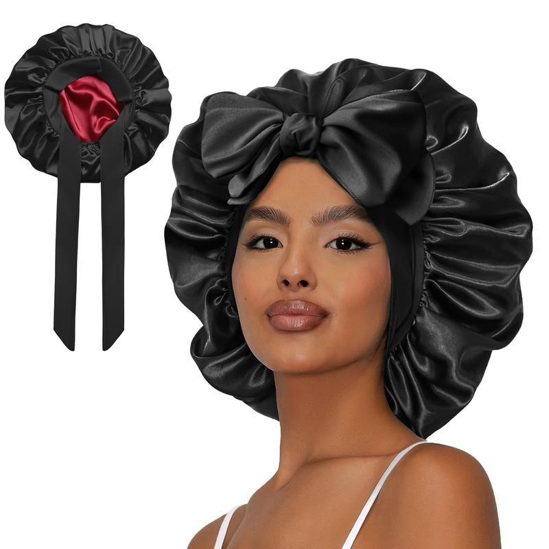 SeSe Code Satin Bonnet for Sleeping Silk  Bonnet Double Layer Hair Bonnet with Elastic Tie Band for Curly Hair Night Bonnet