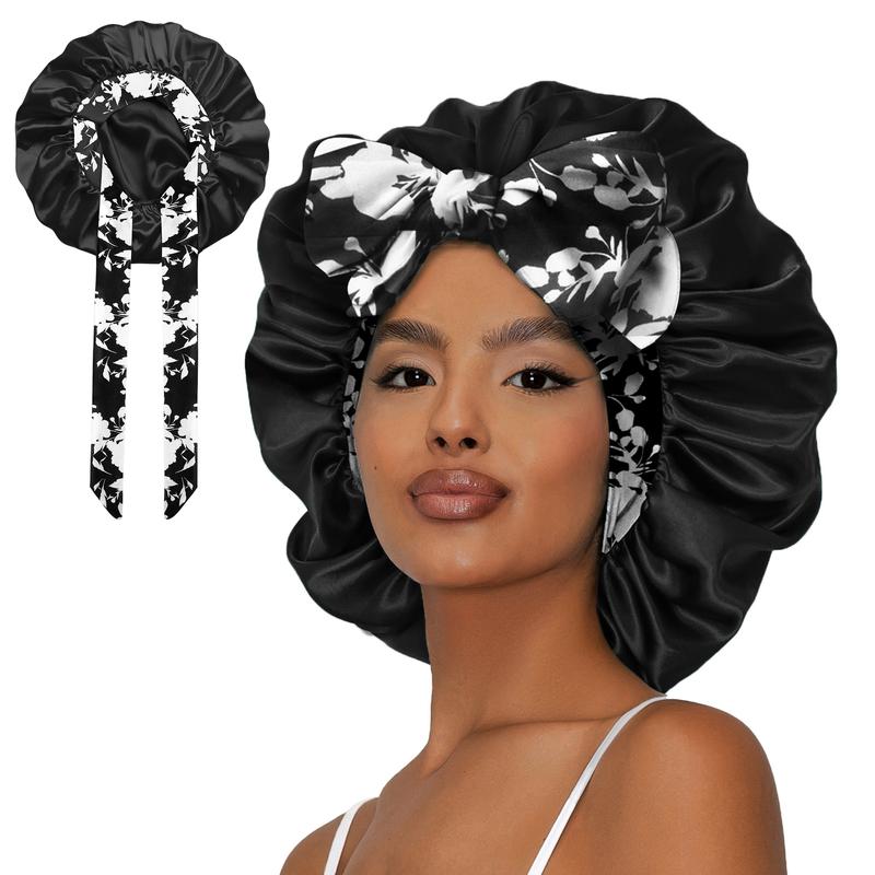 SeSe Code Satin Bonnet for Sleeping Silk  Bonnet Double Layer Hair Bonnet with Elastic Tie Band for Curly Hair Night Bonnet