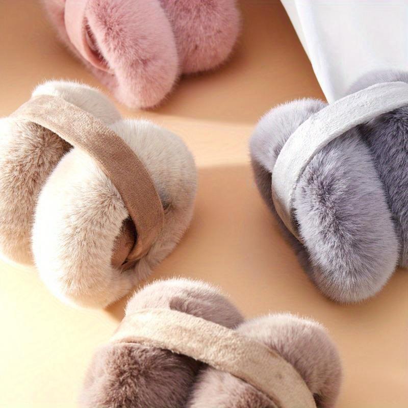 Plush Foldable Earmuffs - Stretchy, Hand-Washable Polyester for Winter Warmth & Style, Plush, Ear Muffs, Folding, Winter Warmth