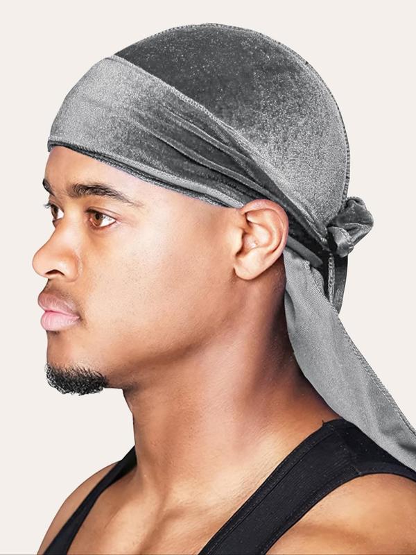 Men's Hip Hop Solid Color Durag,  Warm Comfortable Sports Fitted Hat for Fall & Winter, Fashion Accessories for Daily Wear