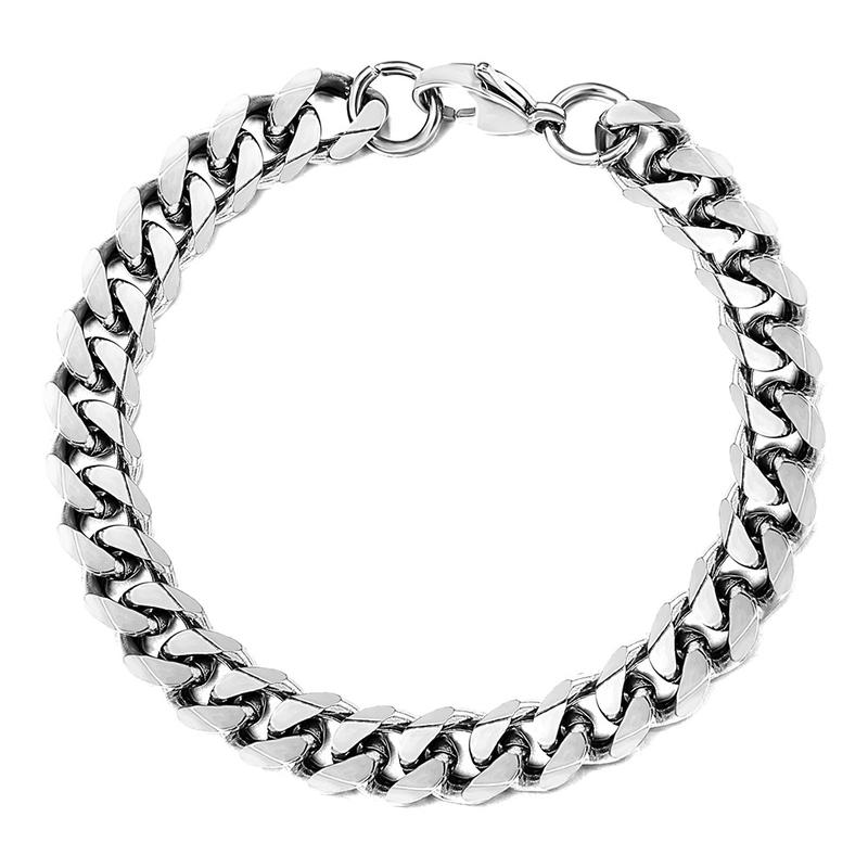 3 5 7 9 11MM Stainless Steel Curb Cuban Chain Bracelet Silver Color 7-11 inches for Men Women Summer Daily Jewelry boyfriend gifts