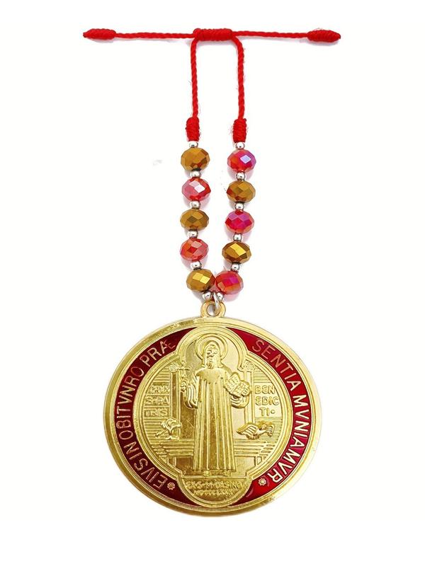 Round Shaped Saint Benedict Medal Protection Charm, Round Medalla Handmade Jewelry Gift Charm, Car Hanging Charm For Men & Women, Religion Accessory