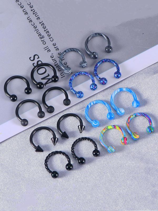 Stainless Steel Nose Septum Rings, Piercing Jewelry Horseshoe Cartilage Helix Tragus Earring Hoop Eyebrow Lip Hoop Retainer for Women Men