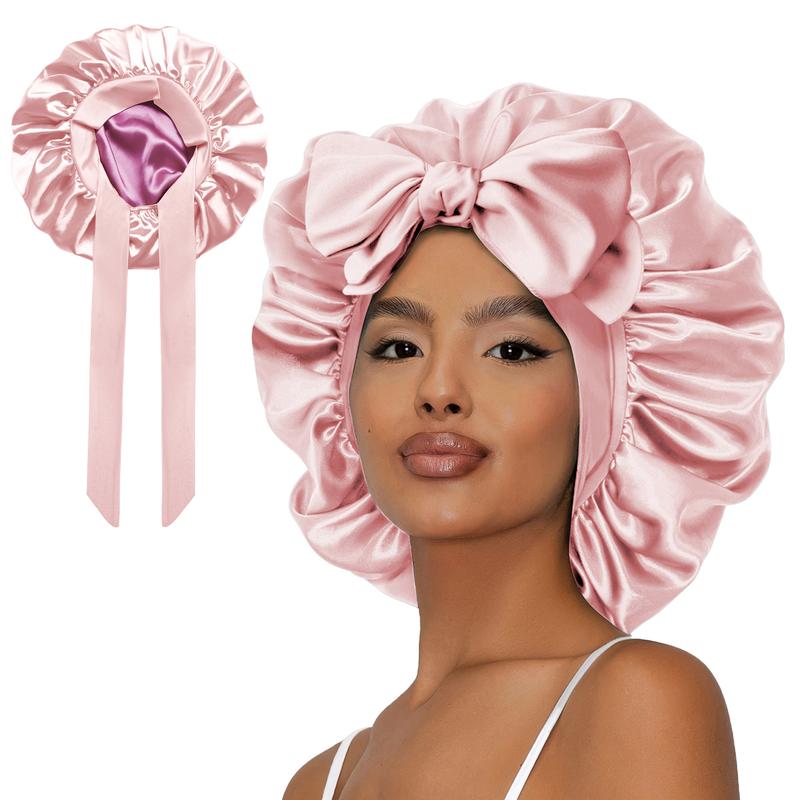 SeSe Code Satin Bonnet for Sleeping Silk  Bonnet Double Layer Hair Bonnet with Elastic Tie Band for Curly Hair Night Bonnet