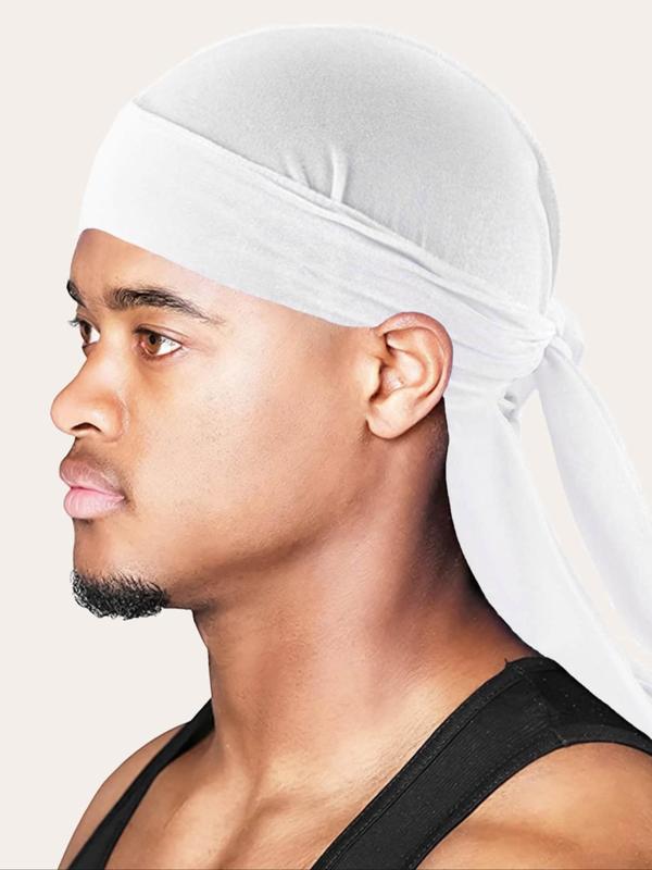 Men's Hip Hop Solid Color Durag,  Warm Comfortable Sports Fitted Hat for Fall & Winter, Fashion Accessories for Daily Wear