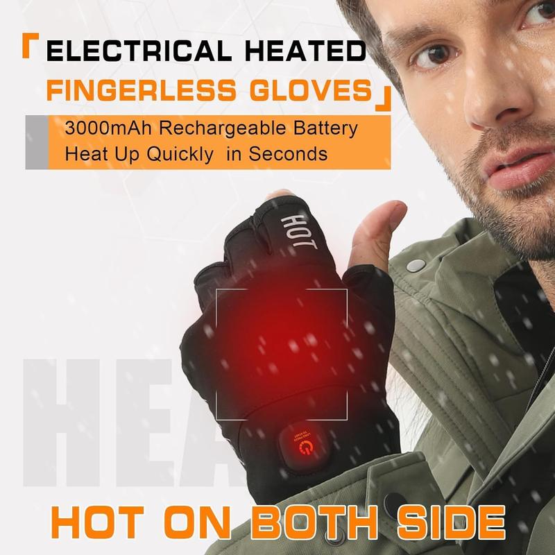 Heated Gloves Fingerless for Women Man Work Touchscreen Gloves for Winter Cold Weather Rechargeable Electric