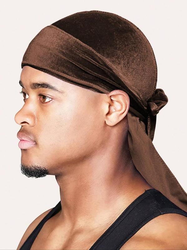 Men's Hip Hop Solid Color Durag,  Warm Comfortable Sports Fitted Hat for Fall & Winter, Fashion Accessories for Daily Wear