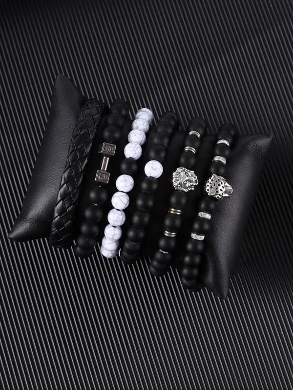 Business Style Animal Design Beaded Bracelet, 6 Counts Fashionable Beaded Bracelets for Women & Men, Trendy All-match & Exquisite Jewelry As Gift