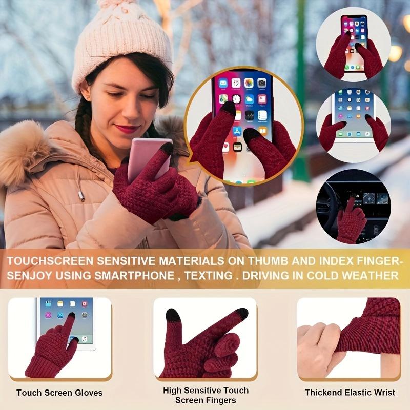 A Set of 5 Pieces Winter Sports Accessories Suit-Polyester Blending Knitted Hat, Neck Warmer, Touchpad Sensible Gloves, Plush Earmuff, Warm-Keeping Socks, Suitable for Skiing, Cycling, Hiking-Outdoor Equipment Suit