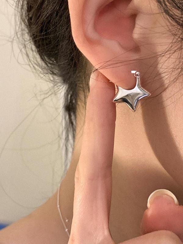 Star Design Hoop Earrings, 1 Pair Y2k Jewelry for Women for Party, Daily Clothing Decor, Trendy All-match & Exquisite Jewelry for Birthday Gift