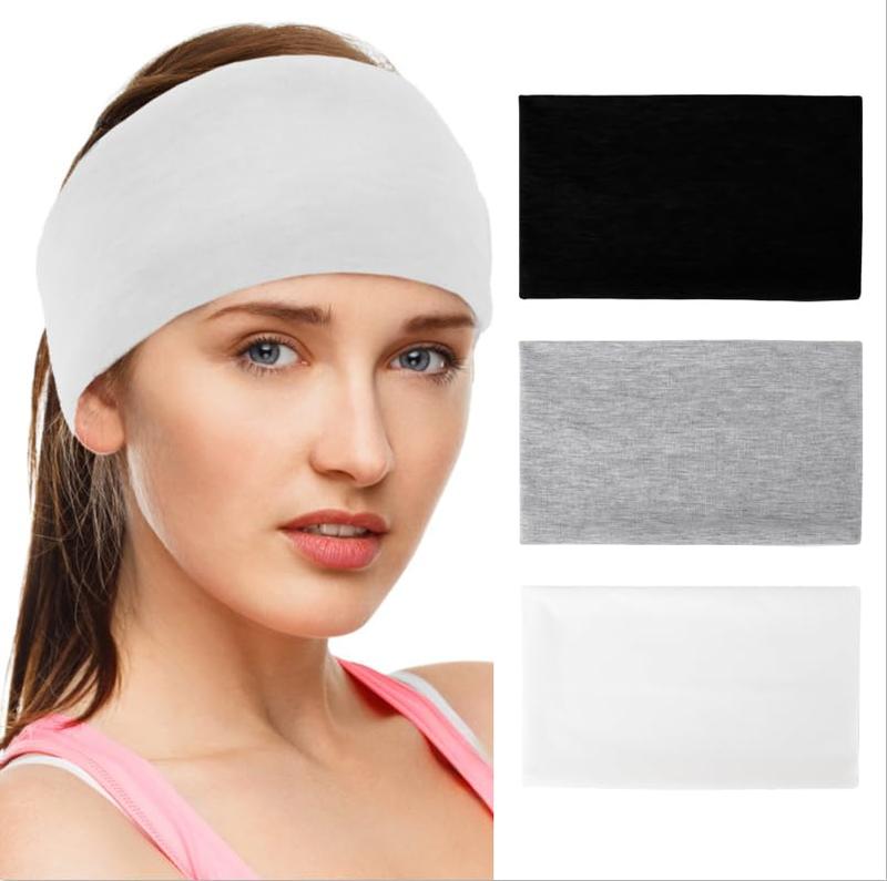 Extra Wide Headbands Set for Women - Thick Stretchy Cloth Bands for Hair, Non-Slip Athletic and Workout Yoga Headbands