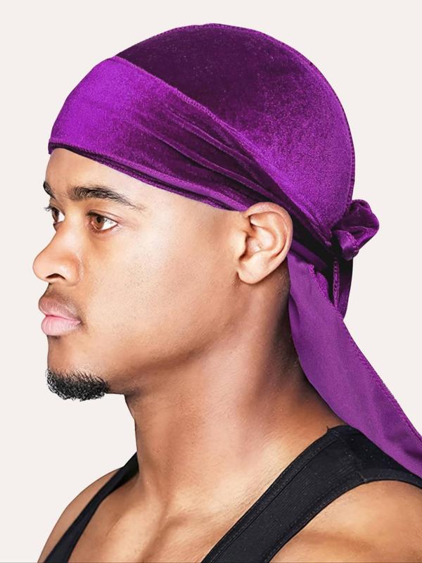 Men's Hip Hop Solid Color Durag,  Warm Comfortable Sports Fitted Hat for Fall & Winter, Fashion Accessories for Daily Wear