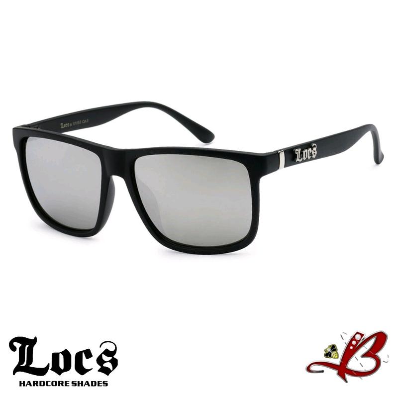 Locs  Vintage Hardcore Street Shades Classic Gangster Oversized Rectangular Horn Full Rim Sunglasses Black With Silver Accent