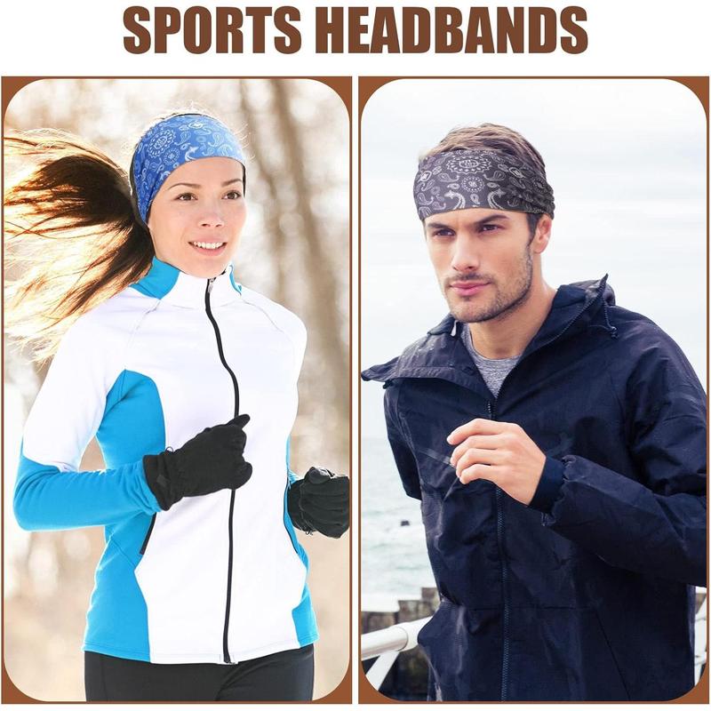 Sweatbands for Men Workout Sport Headbands for Men Camo Headband Sweat Absorbing Headband Wide Sweatband for Head Basketball Football Cycling Running Yoga, 4.7 x 9.8 Inch