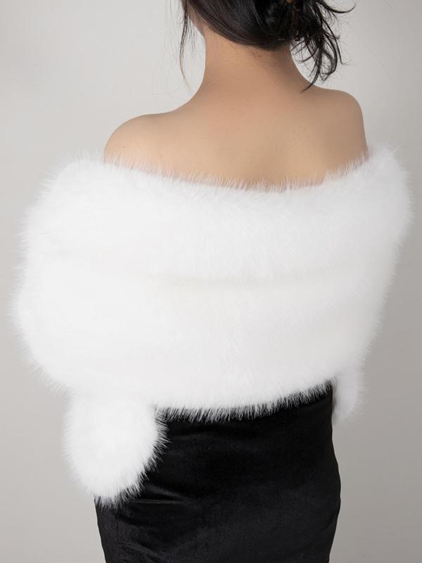 Women's Elegant Fashion Solid Fluffy Shawl,  Faux Fur Gorgeous Chic Shawl for Party, Fashion Clothes Accessories As Gift for Women