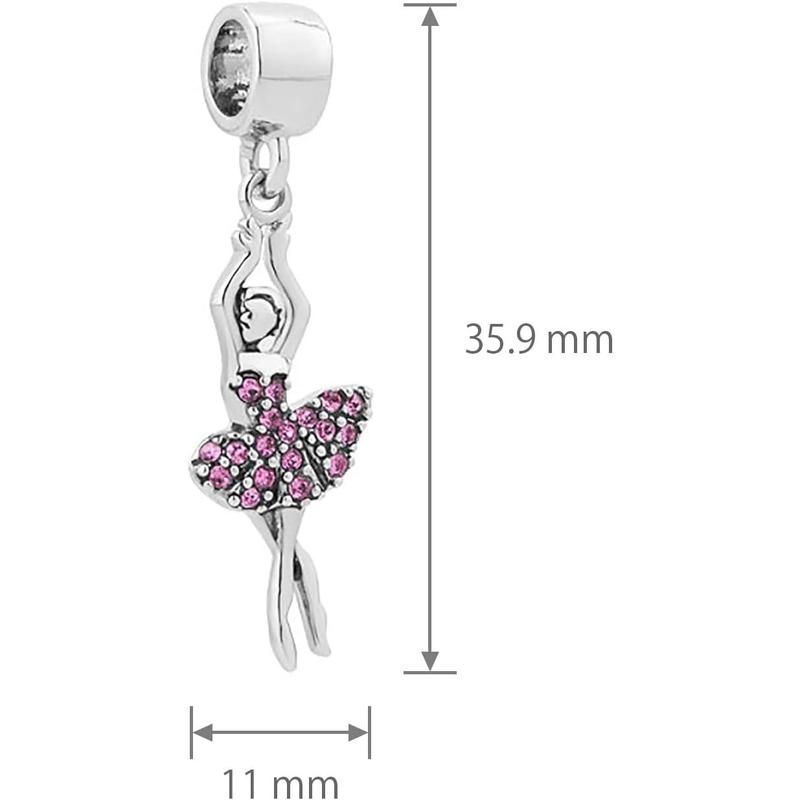 Pink Dancing and Shoes Ballet Dancer Charm Compatible With Pandora Charms Bracelets