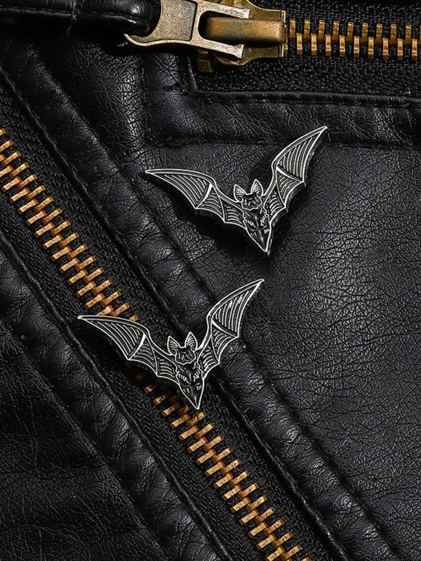 Punk Bat Design Brooch, 2 Counts Clothes Accessories for Men & Women, Daily Clothing Decor, Minimalist Aesthetic Jewelry Gift