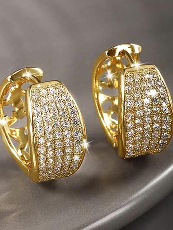 Elegant Rhinestone Decorated Hoop Earrings, Fashionable Jewelry for Women for Party, Daily Clothing Decor, Trendy All-match & Exquisite Jewelry for Birthday Gift