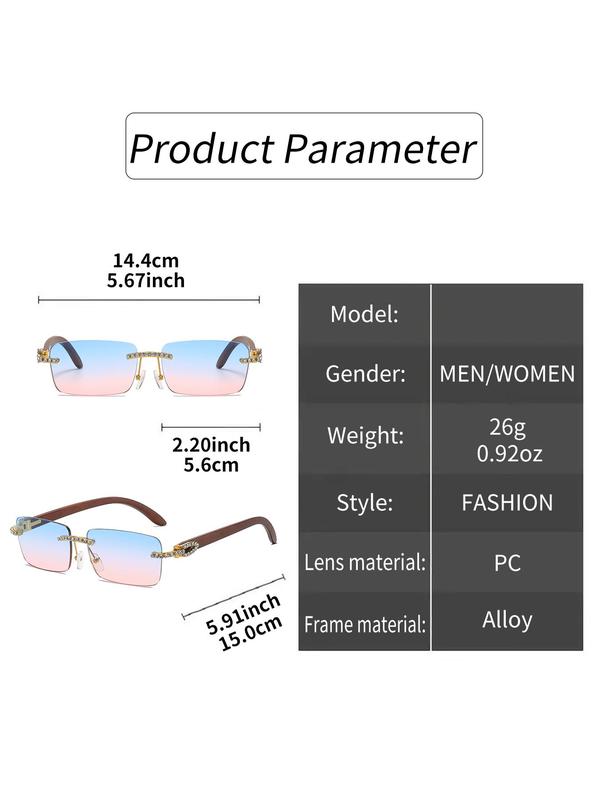 Unisex Vintage Square Frameless Sunglasses, Trendy Casual Sunglasses for Everyday Use, Fashion Accessories for Outdoor Activities