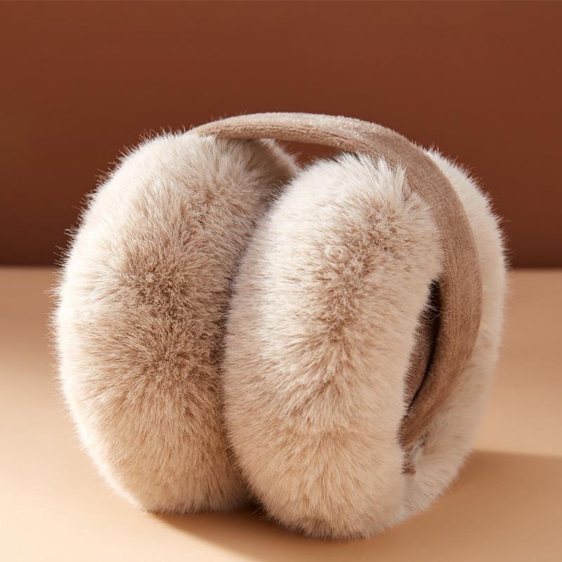 Plush Foldable Earmuffs - Stretchy, Hand-Washable Polyester for Winter Warmth & Style, Plush, Ear Muffs, Folding, Winter Warmth