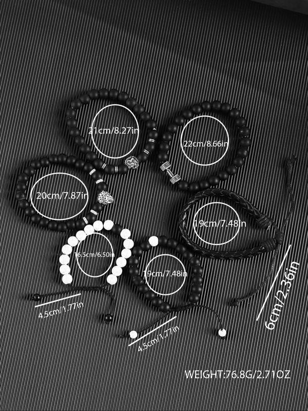 Business Style Animal Design Beaded Bracelet, 6 Counts Fashionable Beaded Bracelets for Women & Men, Trendy All-match & Exquisite Jewelry As Gift