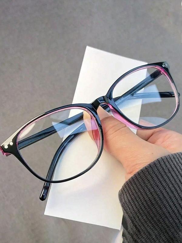 Unisex Simple Style Square Frame Eyeglasses, Trendy Casual Eyeglasses for Everyday Use, Fashion Accessories for Outdoor Activities